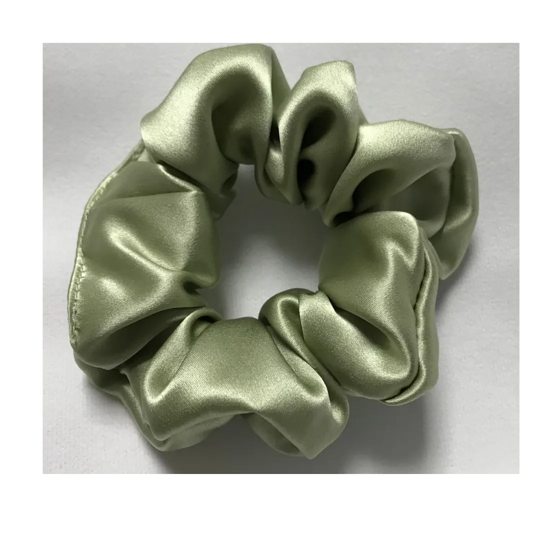 Large Silk Hair Scrunchies Green Bean