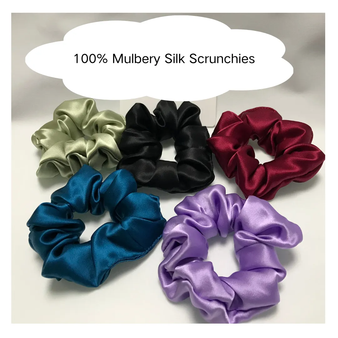 Large Silk Hair Scrunchies Green Bean