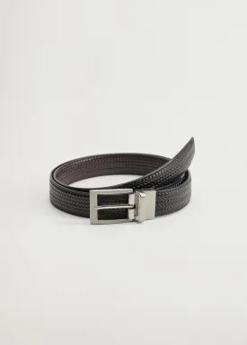 Mango Emili Black Braided Real Leather Mens Belt