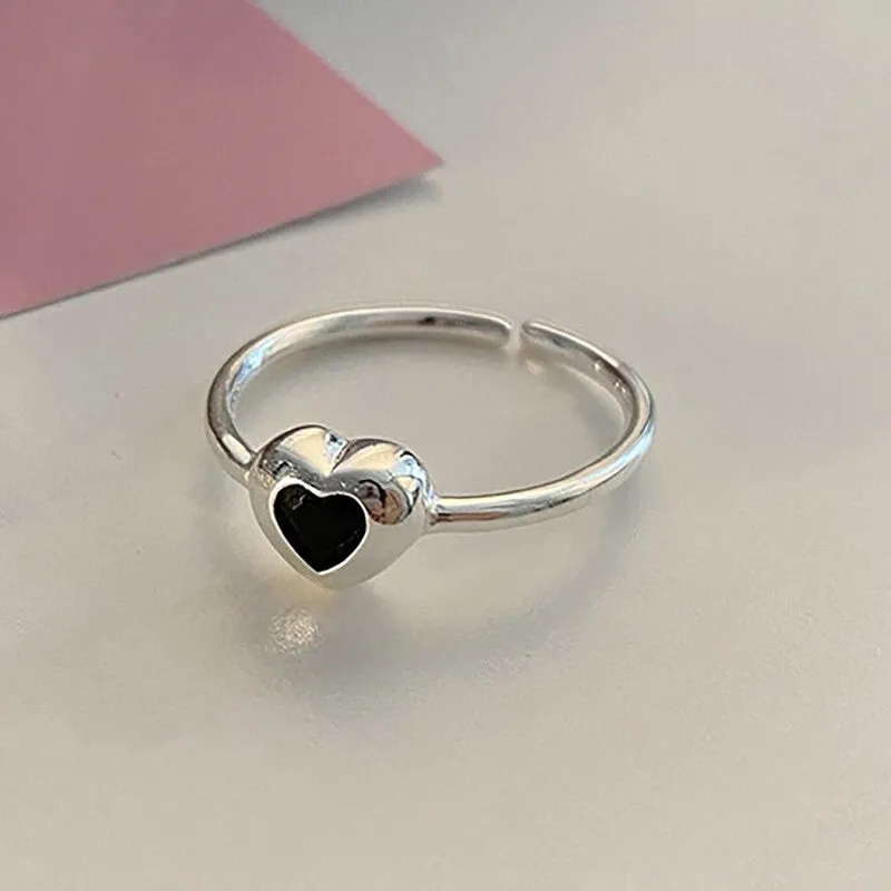 Minimalist Zircon Love Heart Adjustable Rings