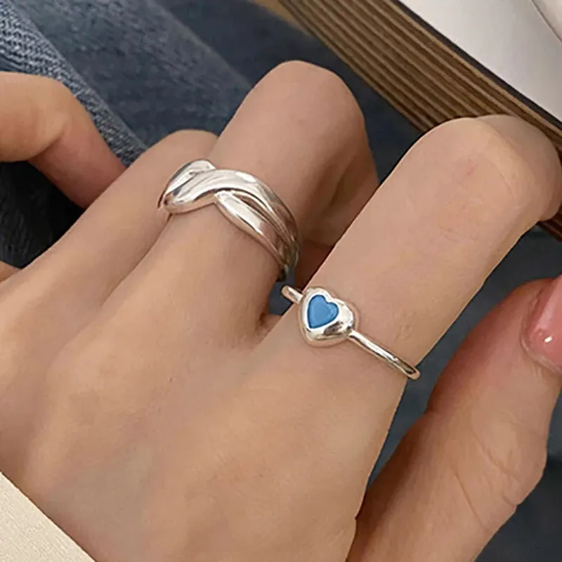 Minimalist Zircon Love Heart Adjustable Rings