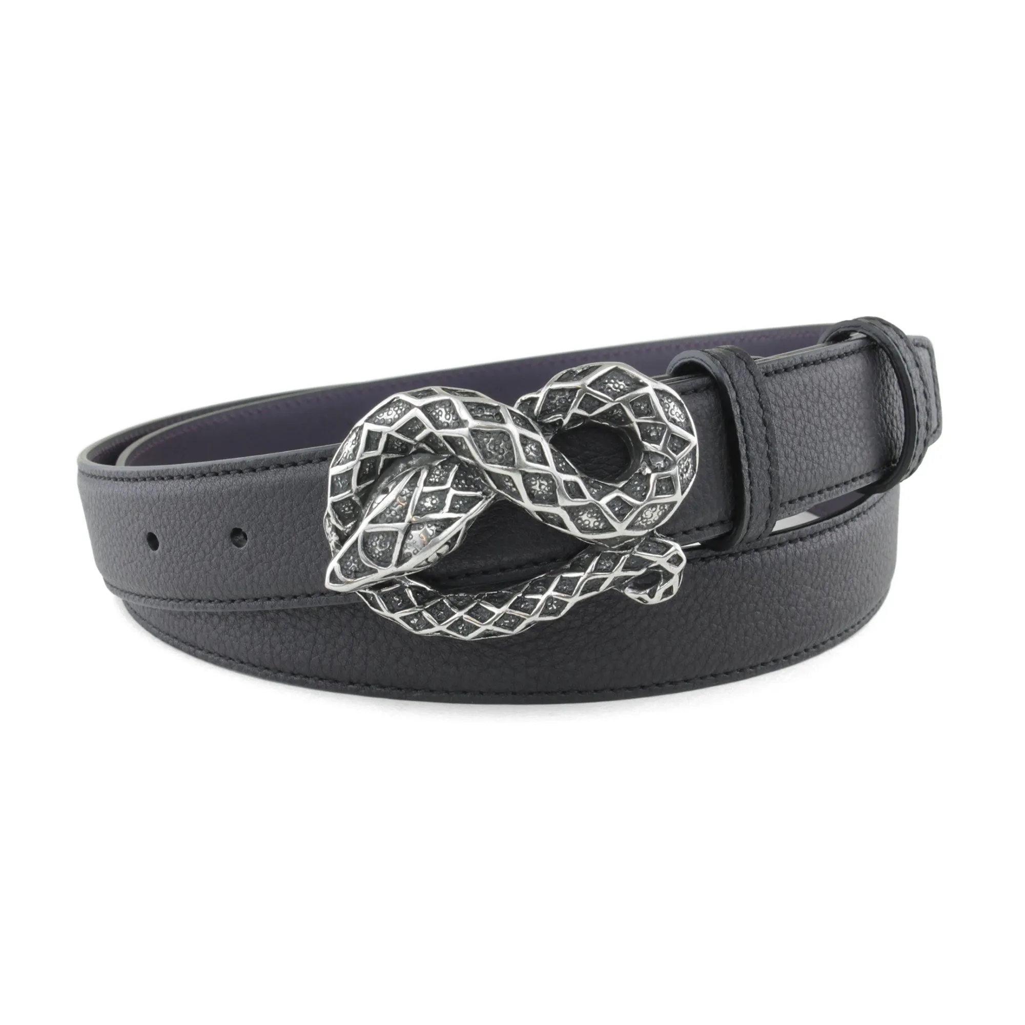 Narrow Black Novak Snake Belt