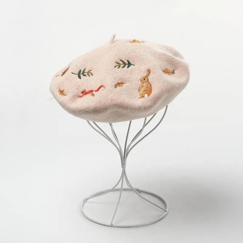 Nature Inspired Embroidered Beret