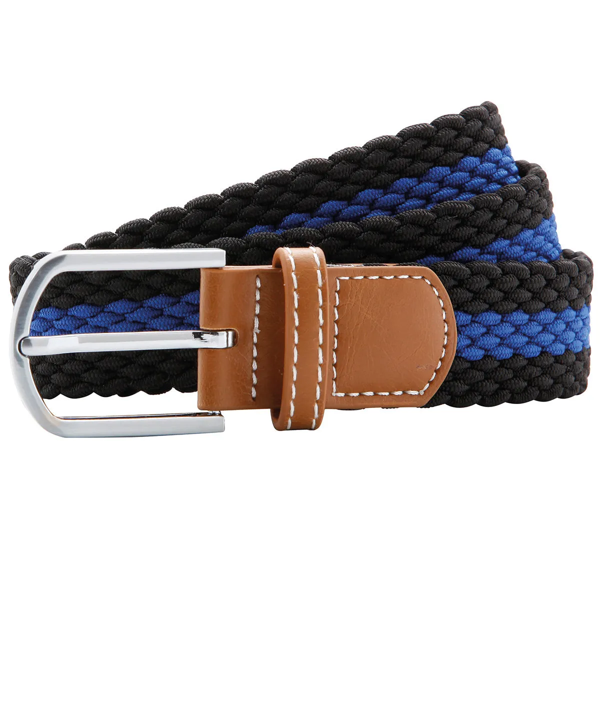 Navy/Kelly - Two-colour stripe braid stretch belt