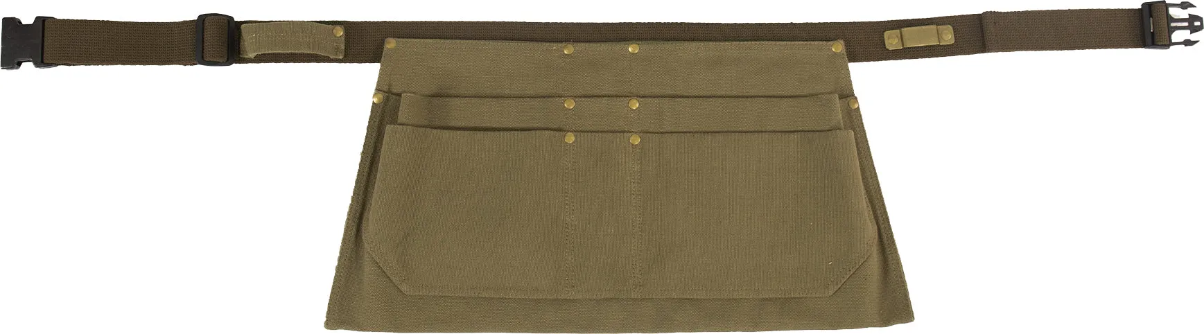 Olive Drab Canvas Waist Work Apron Garden Woodwork Waist Tool Belt with Six Pouches