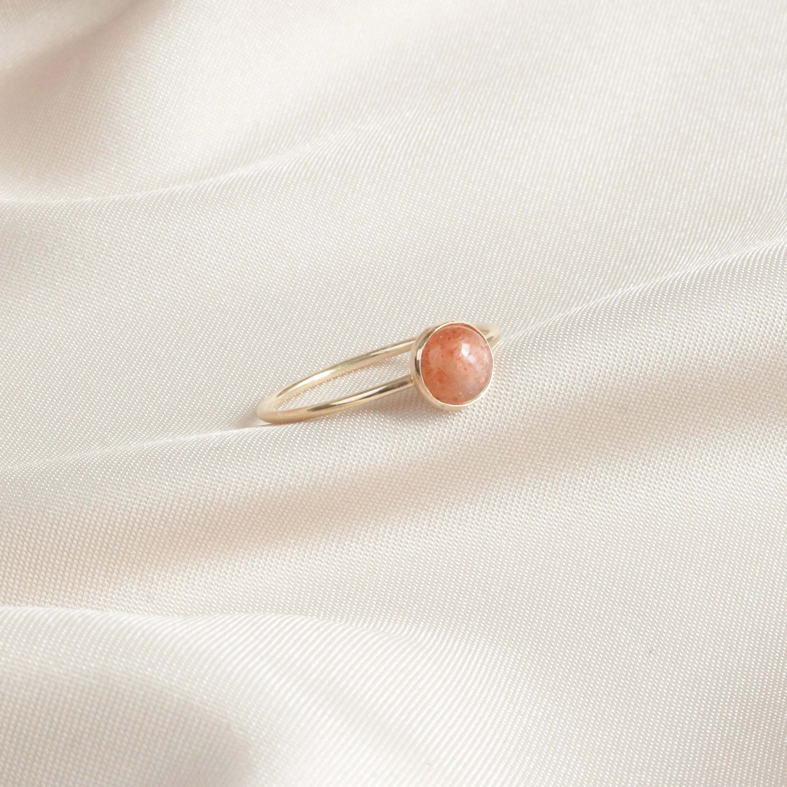 Orange Sunstone Set of 3 Dainty Gold Rings