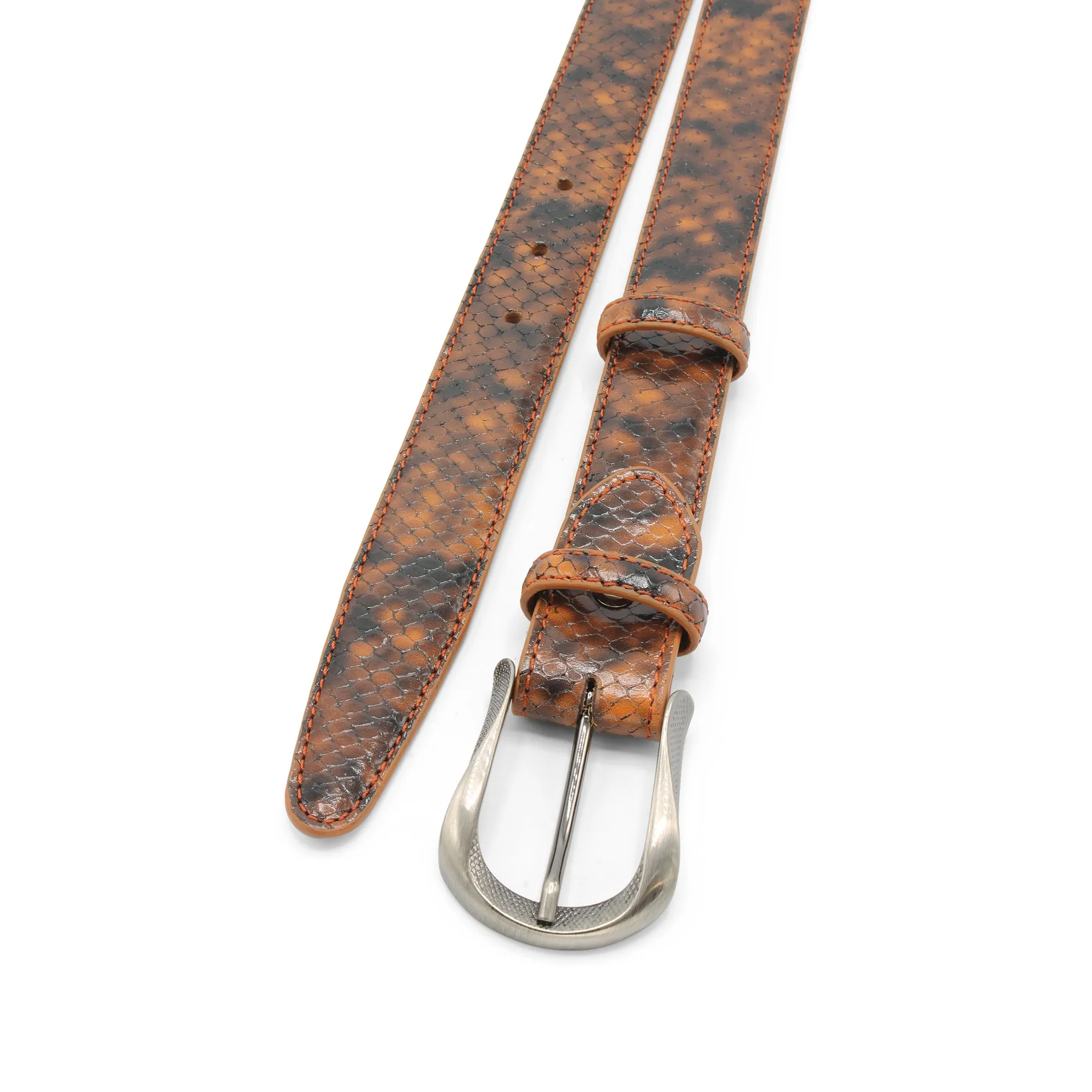 Pumpkin Narrow Viper Effect Prong Belt