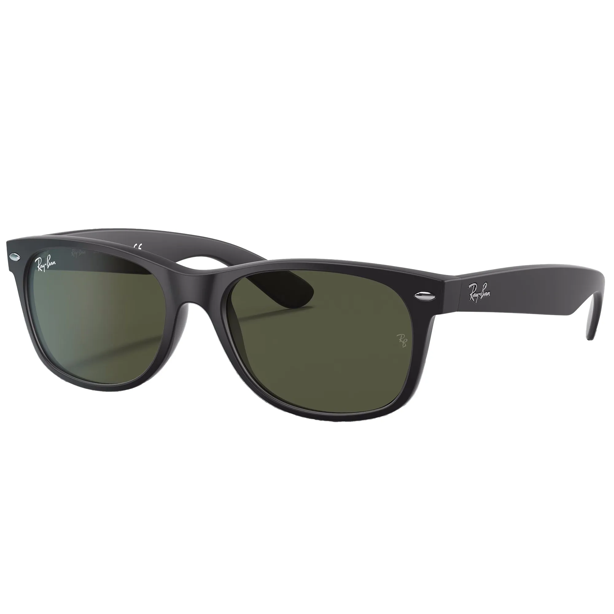 Ray-Ban New Wayfarer Classic Sunglasses - Matte Rubber Black/Green