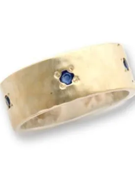 Ring silver gold 9 carats set with a faceted corundum - ring for woman