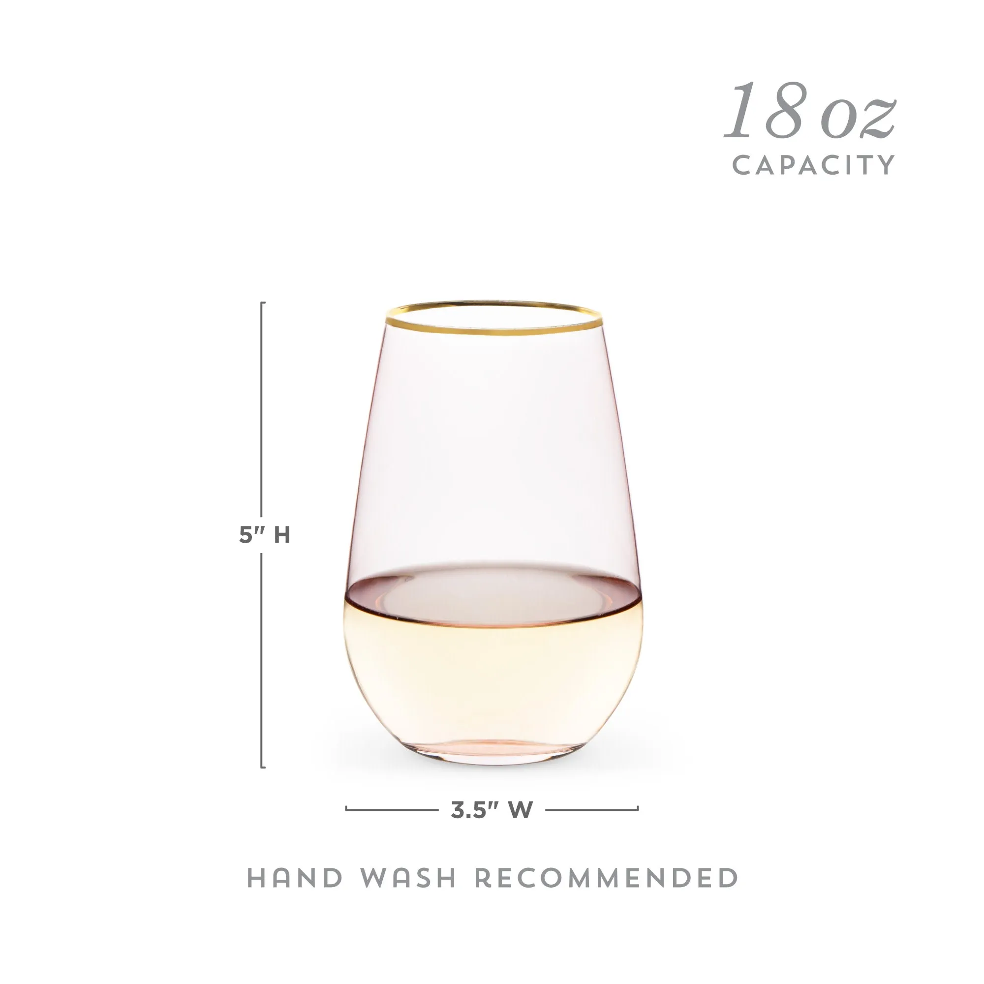 Rose Crystal Stemless Wine Glass Set