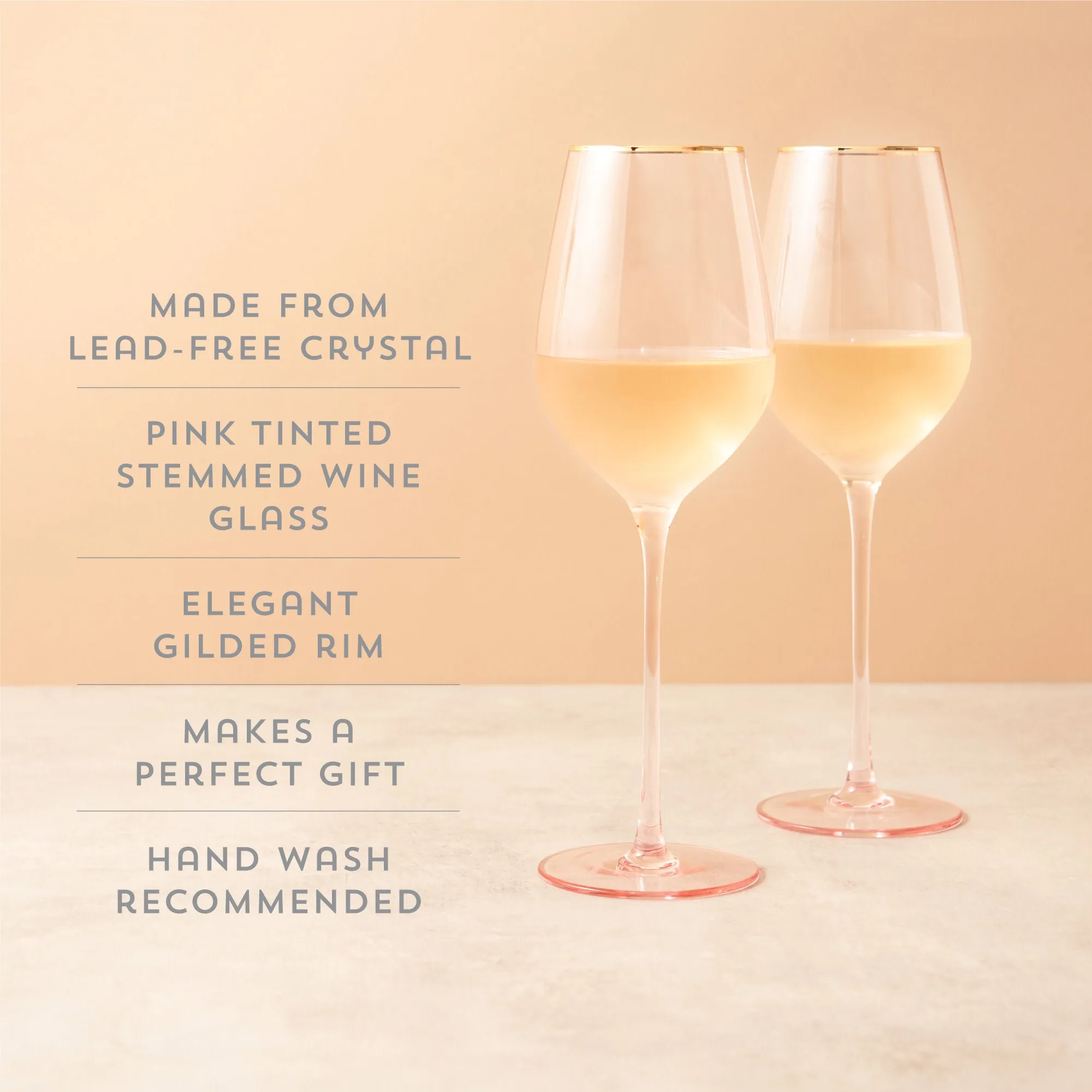 Rose Crystal White Wine Glass Set