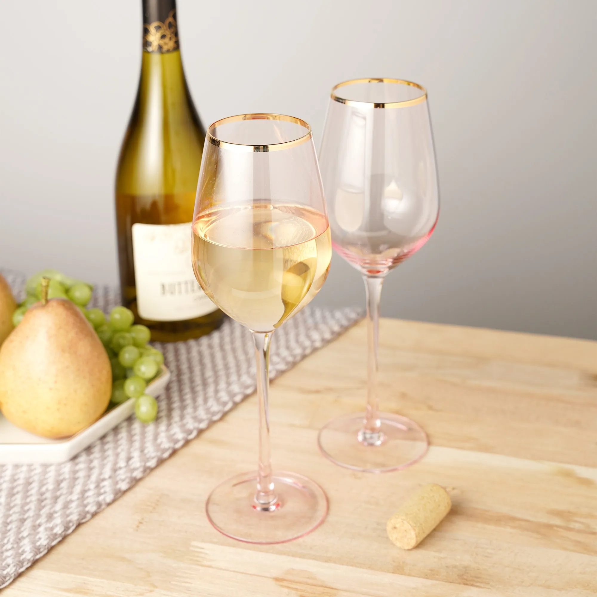 Rose Crystal White Wine Glass Set