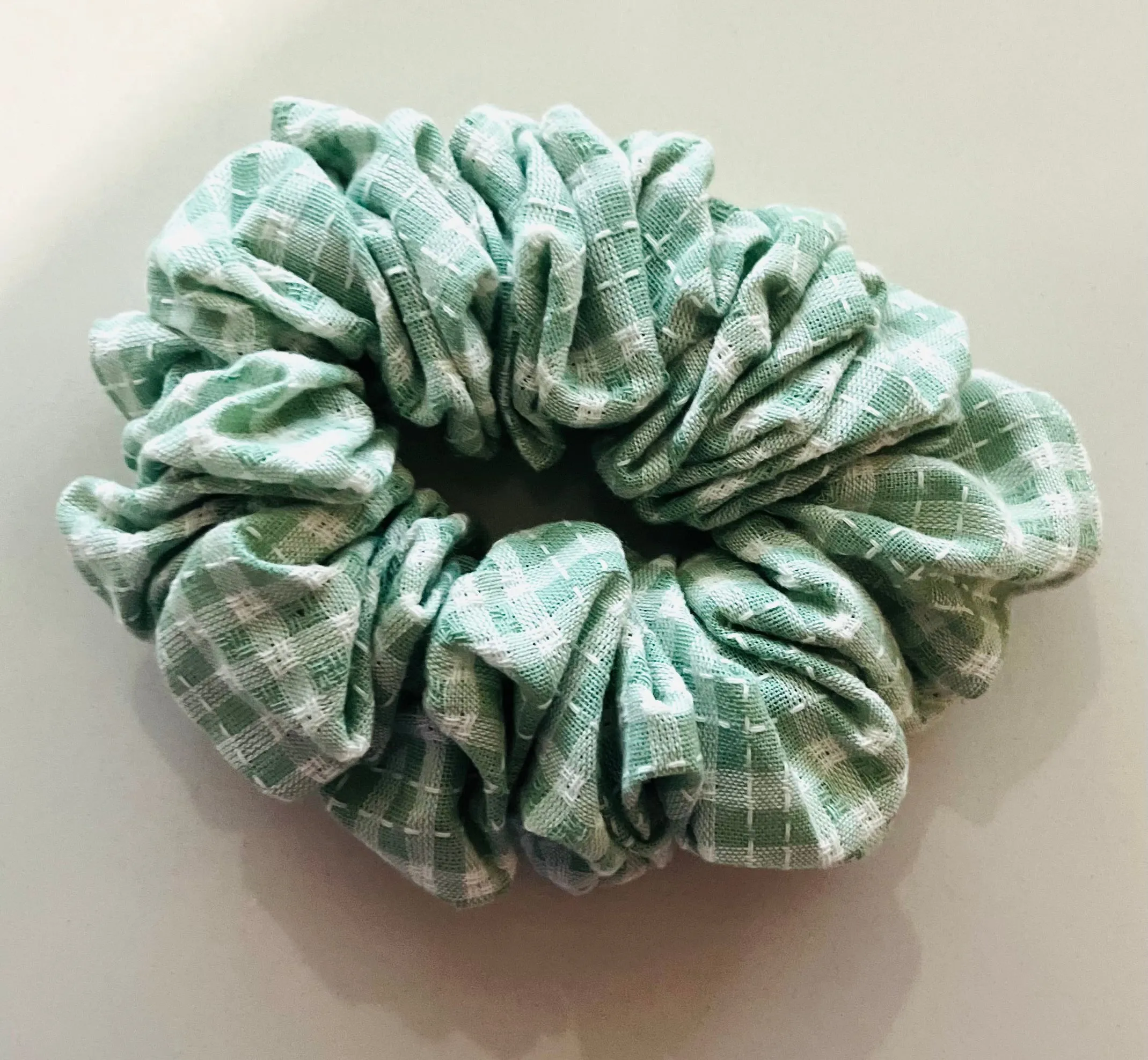 Sage Gingham Scrunchie