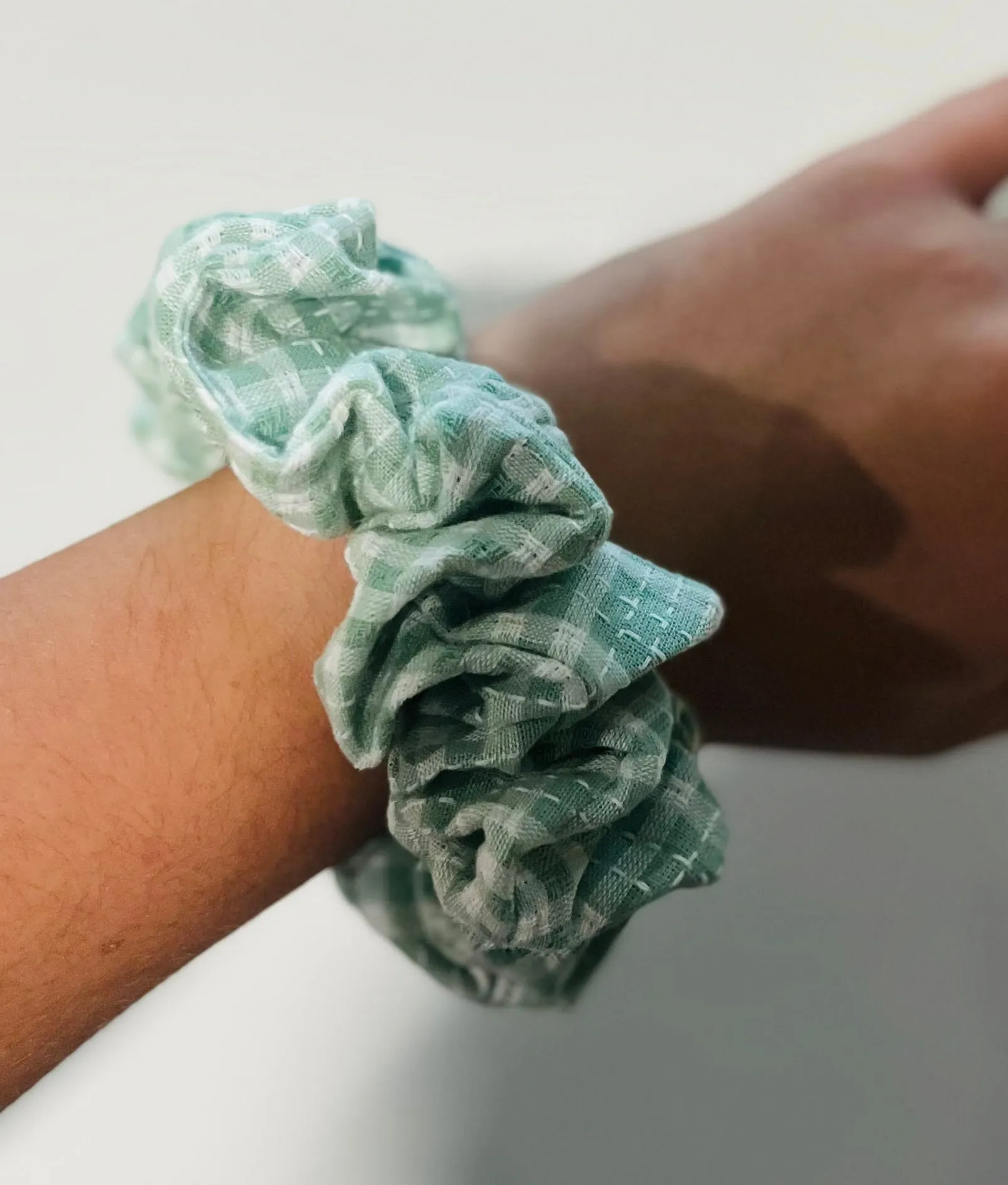 Sage Gingham Scrunchie