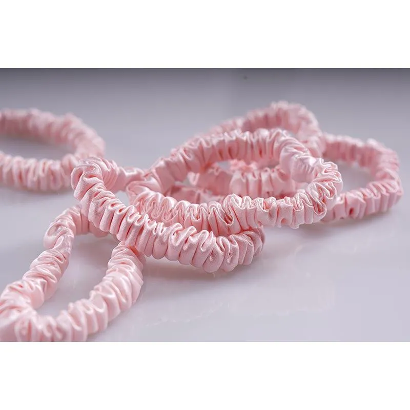 Thin silk scrunchies - Pink - 6 pack - dropshipping