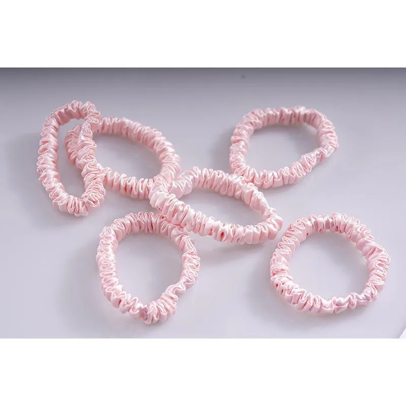 Thin silk scrunchies - Pink - 6 pack - dropshipping