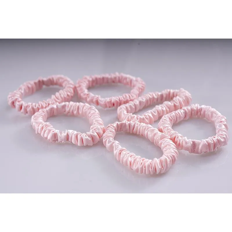 Thin silk scrunchies - Pink - 6 pack - dropshipping