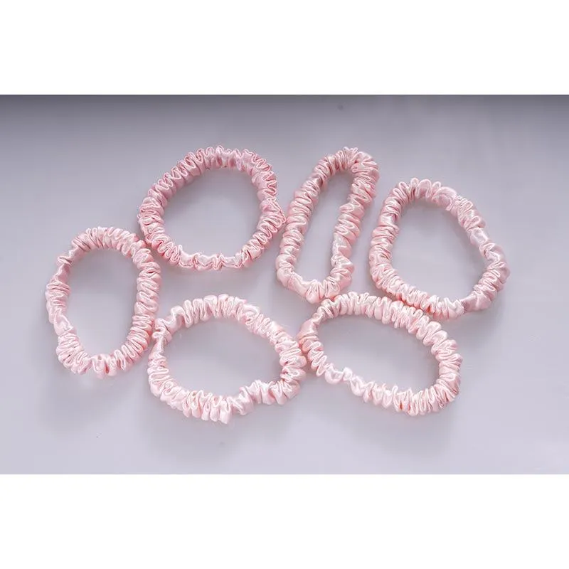 Thin silk scrunchies - Pink - 6 pack - dropshipping