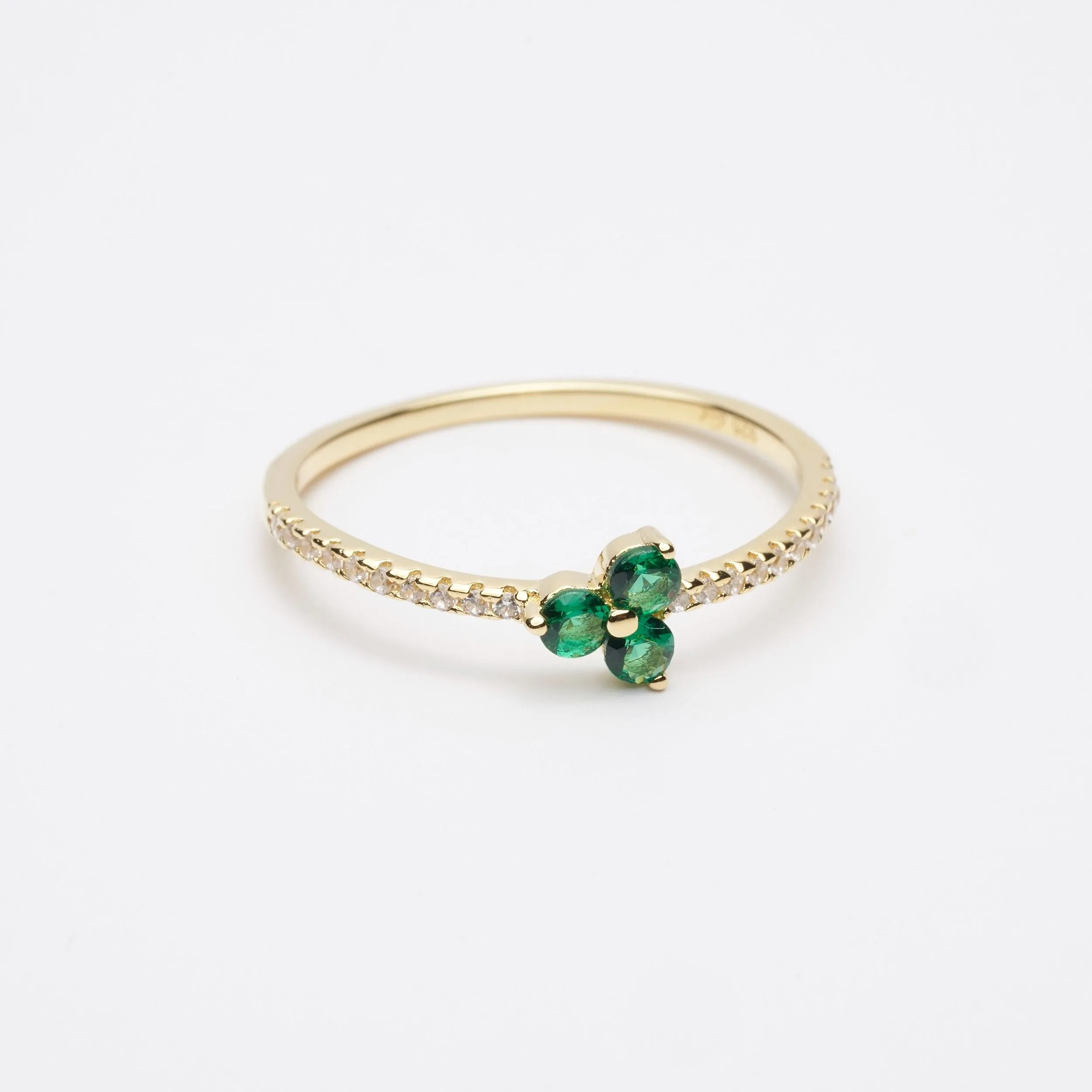 Triple Leaf Clover Emerald Ring